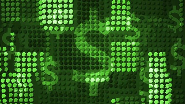 Abstract background of round dots and dollar signs, suggesting money finance and business themes animation