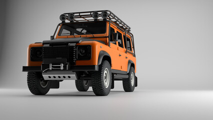 Orange Expedition 4x4 Truck Low Angle Studio Render © Astro Vigital