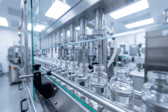 Automated pharmaceutical dispensing system filling sterile glass vials