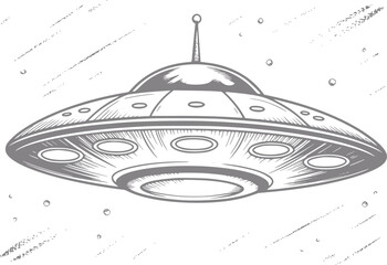 Retro flying saucer ufo in space © Ripa_Moni