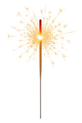 Fototapeta premium Sparkler firework isolated on white, png transparent background.