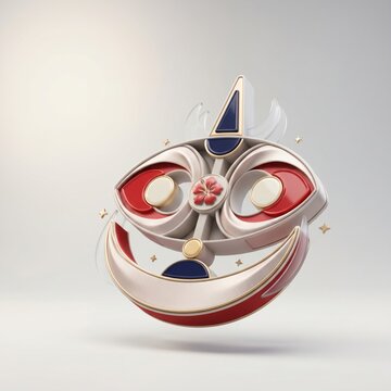 Abstract 3D mask inspired by Malaysian traditional art and national colors