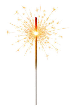 Sparkler firework isolated on white, png transparent background.