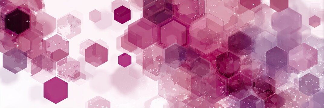 A vibrant abstract background of overlapping pink and purple hexagons with glitter