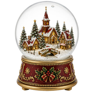 Christmas snow globe isolated on white, png transparent background.