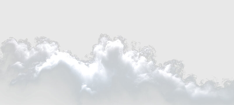 White clouds on a transparent background with soft edges and varied shapes showing natural formations