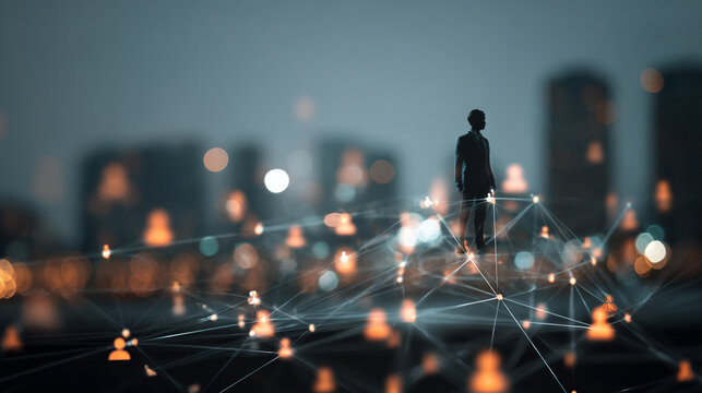 business people stands on the peak of success amid tall, innovative Smart city and graphs with statistics to analyze business potential and predict future developments in company growth., innovative 