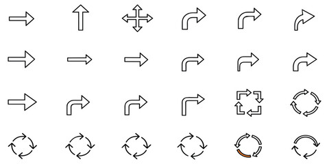 Fototapeta premium Collection of modern arrow icons for user interface design and navigation elements
