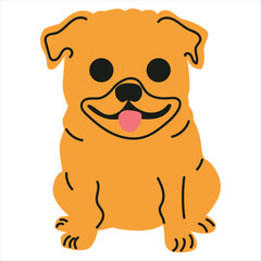 Obraz premium Cute Happy Dog Portrait Flat Cartoon Illustration