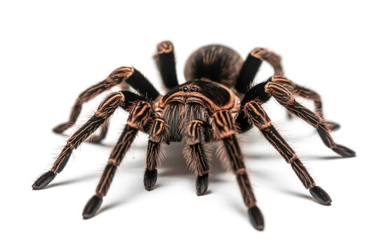 Closeup of a brazilian salmon pink birdeating tarantula isolated on white background