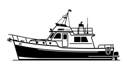 a black and white illustration of a boat. © Dowi
