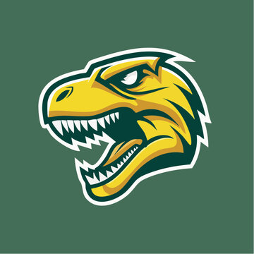 t-rex dinosaurus logo brand head mascot vecor