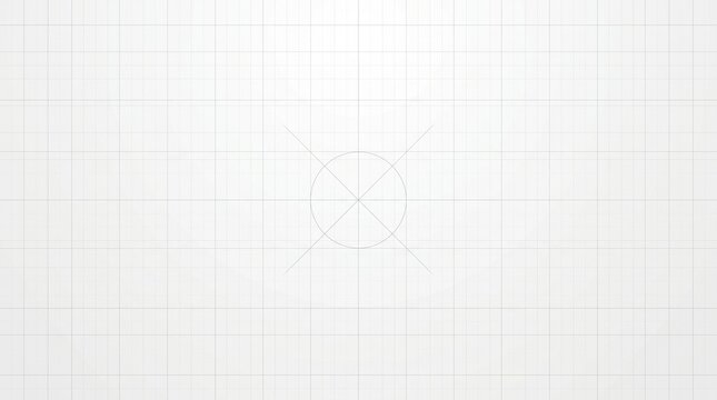 Minimalist white blueprint grid background, technical drafting paper texture with center target, clean architectural engineering layout for design
