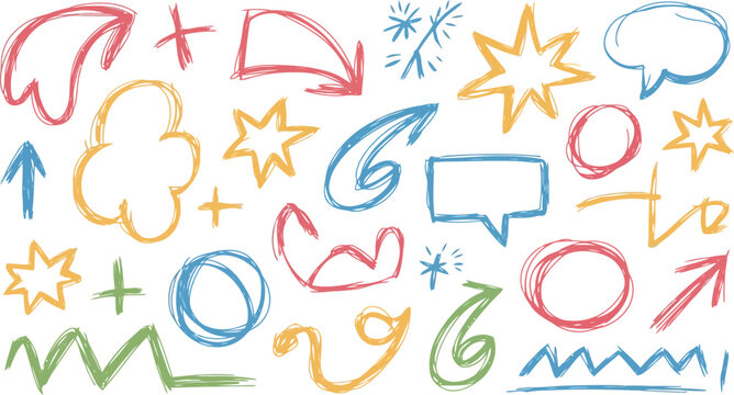 Kids Doodle Annotation Elements &ndash; Fun Cartoon Vector Set