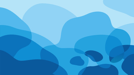 Fototapeta premium Smooth pebble-like blob shapes in graduated ocean blue tones layered with soft transparency, ideal for modern abstract backgrounds and calming wellness brand visuals