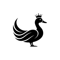 Fototapeta premium A majestic swan wearing a crown stands proudly on land.
