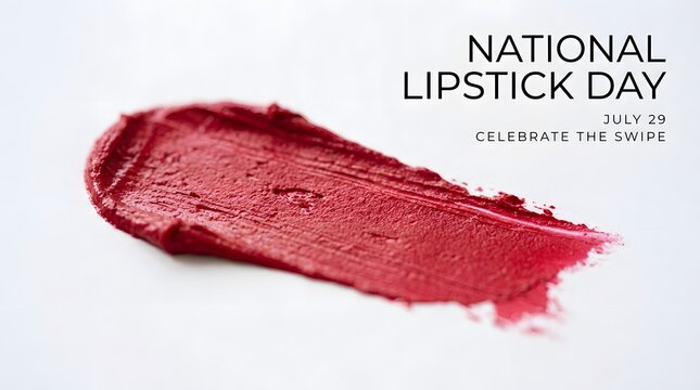 Red lipstick texture swatch for national lipstick day with beauty product