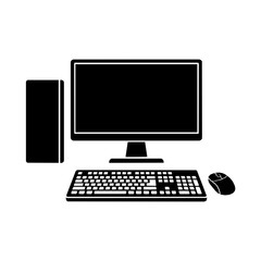 Fototapeta premium Desktop computer setup silhouette