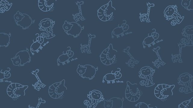 Collection of Line Art Icons Depicting Various Animals and Nature Elements.