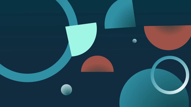 Abstract geometric composition circles half circles and rings background animation