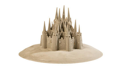 Intricate sand castle with multiple spires and towers © Veikko
