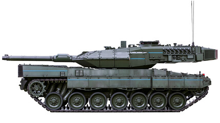 Modern military main battle tank with tracks and cannon © Veikko