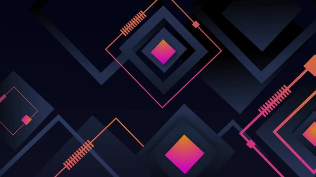 Abstract geometric background squares diamonds and diagonal lines creating a modern tech style design animation