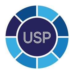 Fototapeta premium USP logo with blue circle and white text on navy background