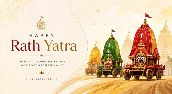 Lord Jagannath Balabhadra and Subhadra Rath Yatra Festival Illustration