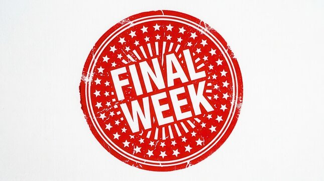 Final week celebration stamp with stars and confetti