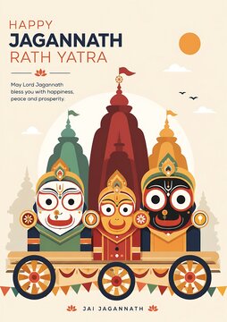 Colorful Jagannath Rath Yatra Celebration with Decorated Temple Chariots