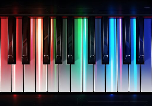 Vibrant Colorful Piano Keys Abstract