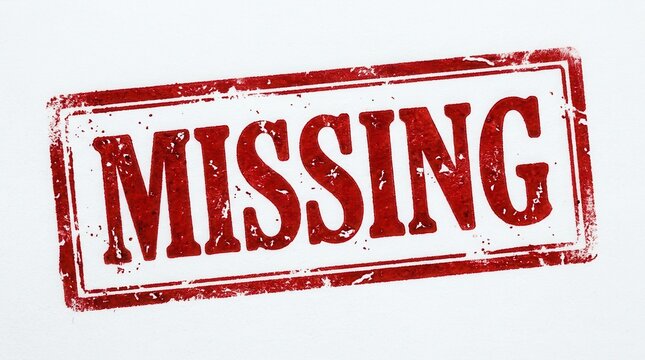 Vintage missing stamp label with distressed red text
