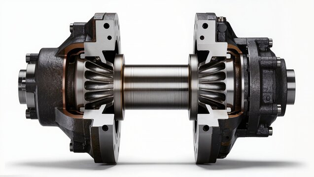 Drilling brake rotor stator assembly cross-section, white background