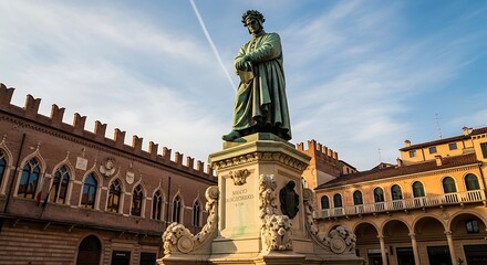 Obraz premium Historic Bronze Statue Standing in Italian Renaissance Square
