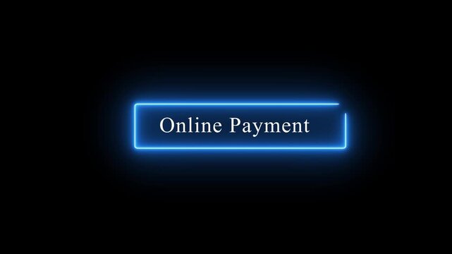 Animated online payment button with glowing neon blue border effect for e-commerce websites, digital financial transactions, secure checkout interfaces, and modern user experience ui