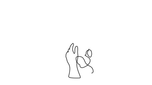 Animated self drawing of continuous line draw of  Contemplative Figure with Question Mark and Exclamation Point. Full length one line animation. 4K