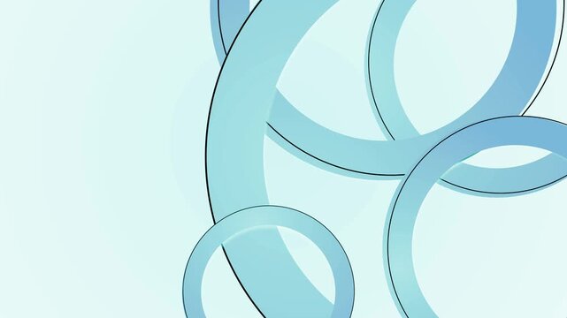 Abstract overlapping rings and circles on a light background with soft curves and clean modern design animation
