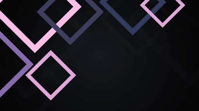 Abstract background with overlapping square frames and diamond shapes animation