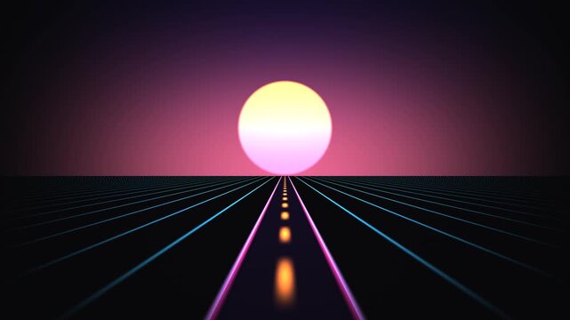 Motion background with sun and horizon creating seamless loop