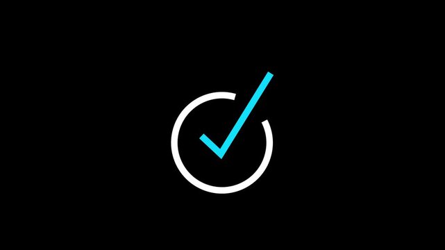 Minimalist animated checkmark inside a circular border for user interface digital confirmation, success feedback, task completion, and modern web application