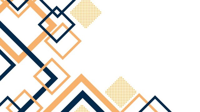 Abstract geometric pattern background with overlapping squares and diagonal lines animation
