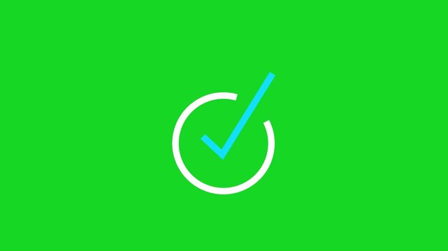 Minimalist animated checkmark motion on green screen background, for user interface, task completion, success, confirmation, and digital, approval in modern, web applications