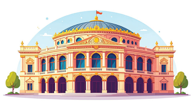 Large ornate building with columns.