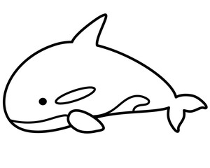 かわいいシャチのモノクロラインアイコン © Greenwoman