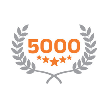 5000 Number achievement with Laurel Wreath and Stars, achievement logo or symbol