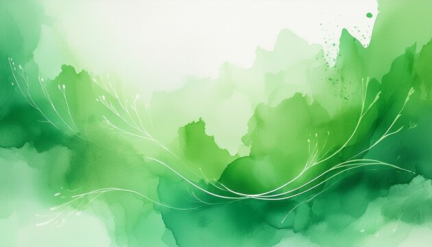 fresh green watercolor wash with soft artistic texture and copy space