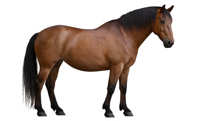 Brown horse with black mane and tail standing sideways © Matthias