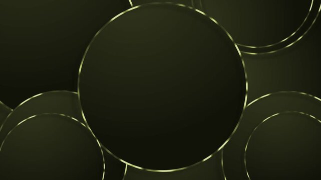 Abstract background with overlapping black circles and shiny silver ring edges, creating a sleek modern pattern with a minimal look animation