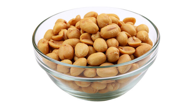 Roasted peanuts in a glass bowl